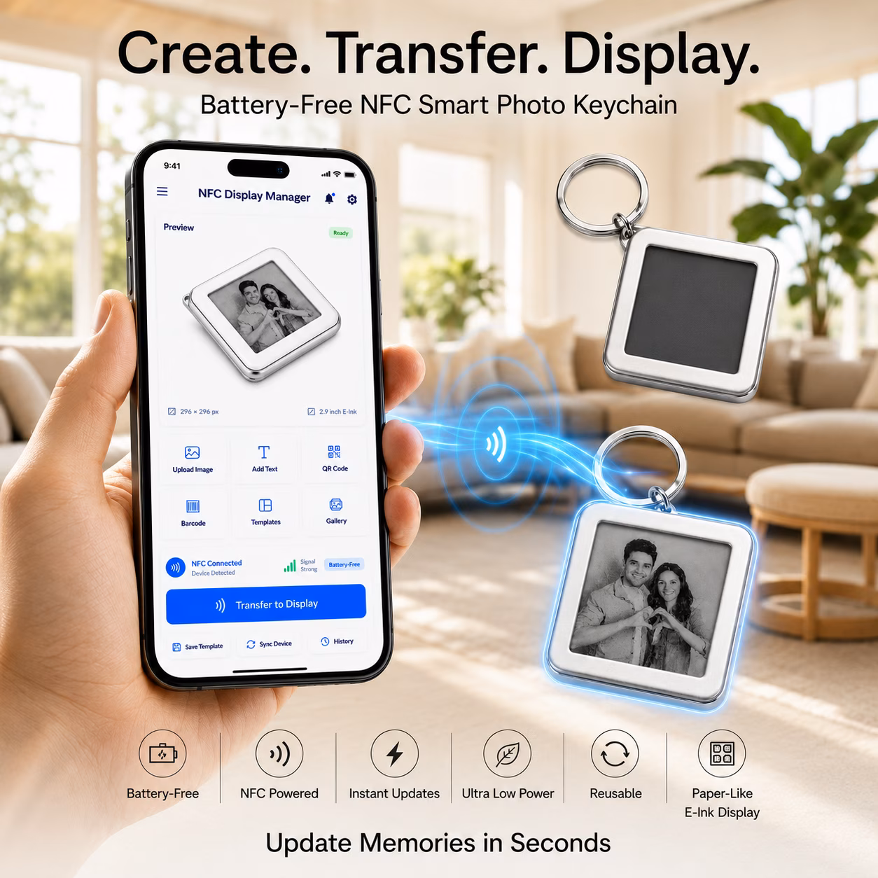 NFC E-Ink Smart Tag, Key Chain image 4