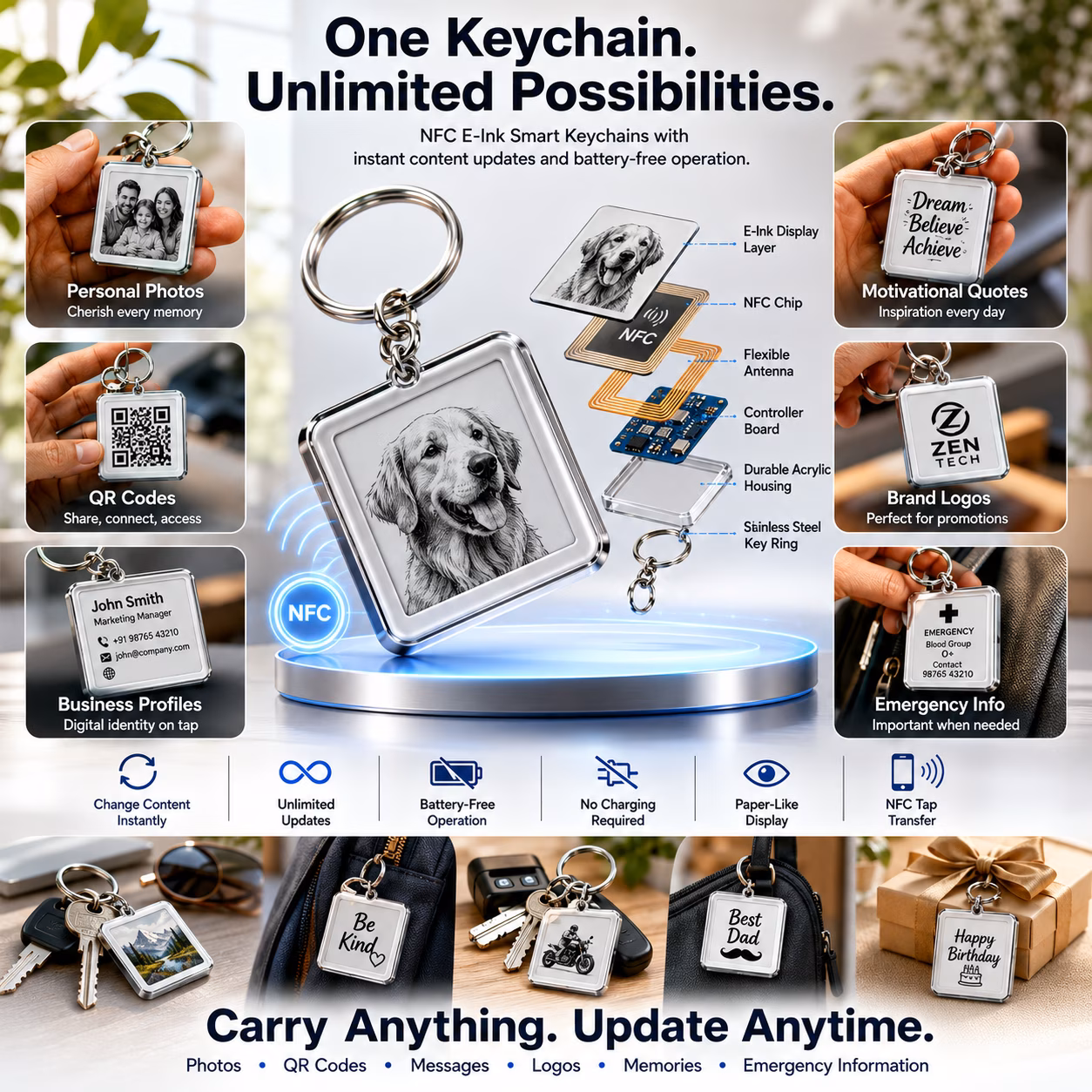 NFC E-Ink Smart Tag, Key Chain image 10