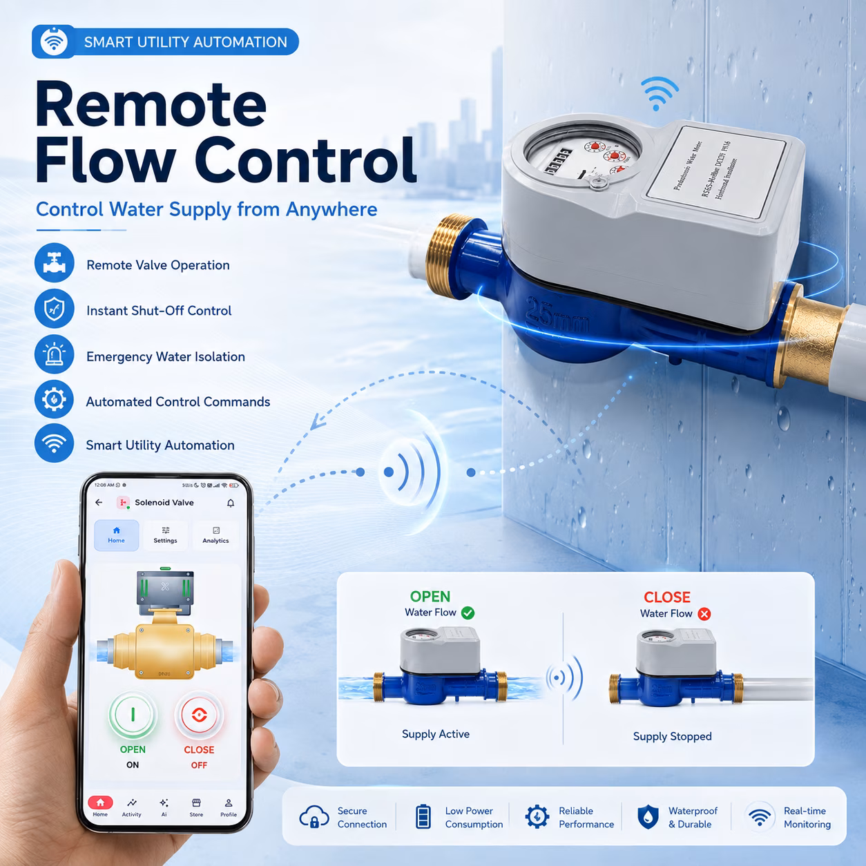 Multi-Jet Photoelectric Direct Reading Water Meter DN25 (1 in), Brass, With Valve image 5