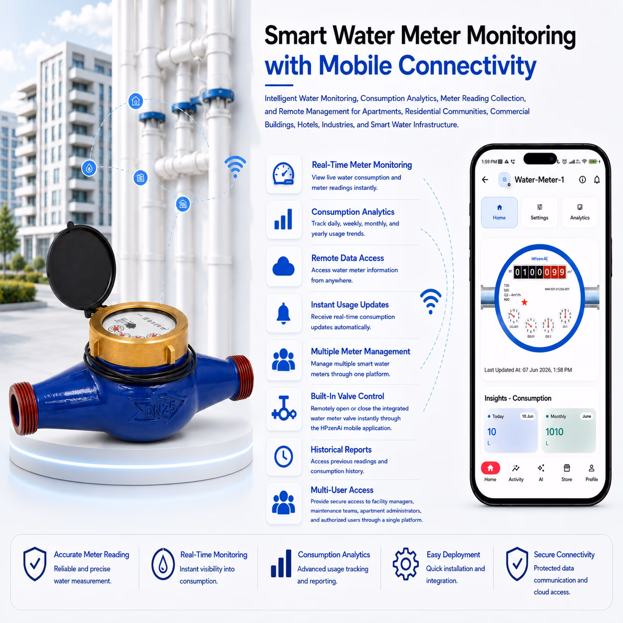 Multi-Jet Photoelectric Direct Reading Water Meter DN20 (3/4 in), Cast Iron, Smart image 4