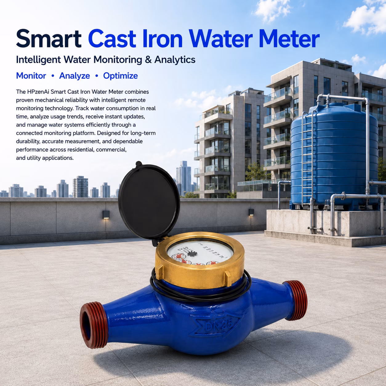 Multi-Jet Photoelectric Direct Reading Water Meter DN20 (3/4 in), Cast Iron, Smart image 7