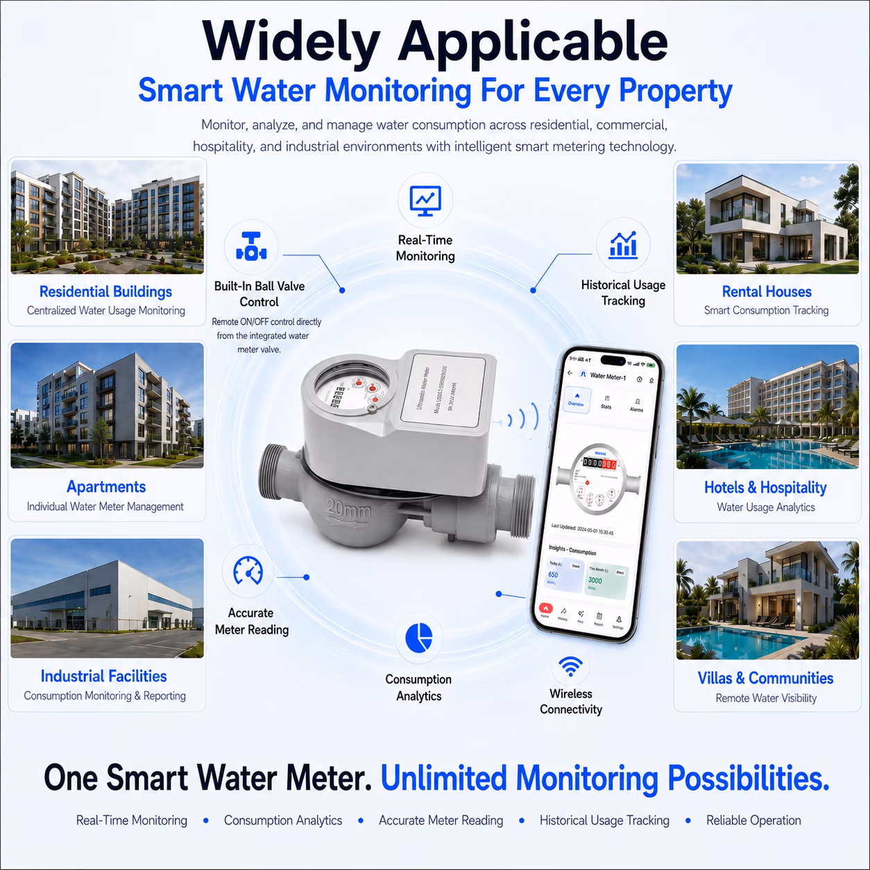 Multi-Jet Photoelectric Direct Reading Water Meter DN25 (1 in), Nylon, With Valve image 10